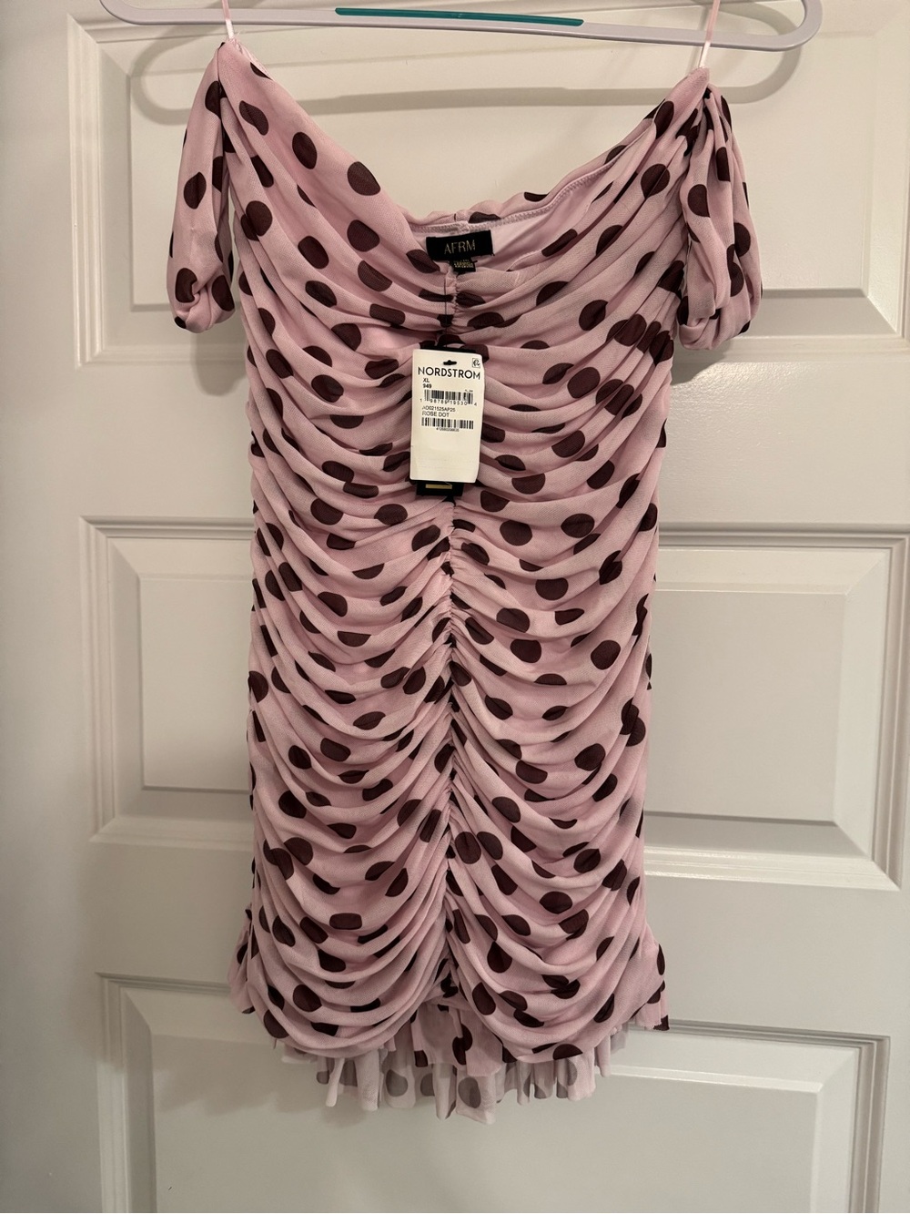 Women's Pink Polka Dot Mesh Dress